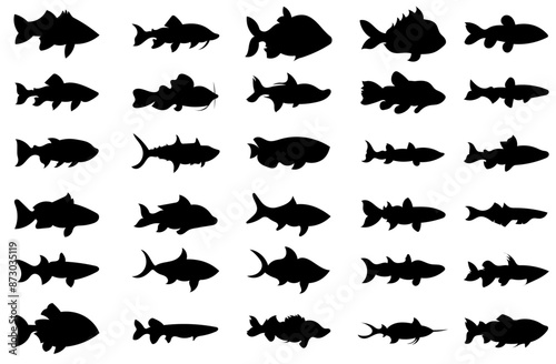 Fish silhouette icon collectionえ