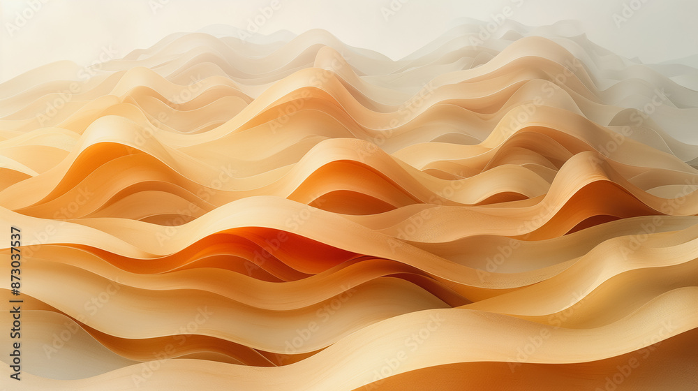 Fototapeta premium The image is a series of paper waves with a white background. The waves are made of paper and appear to be very thin. The image has a dreamy, ethereal quality to it