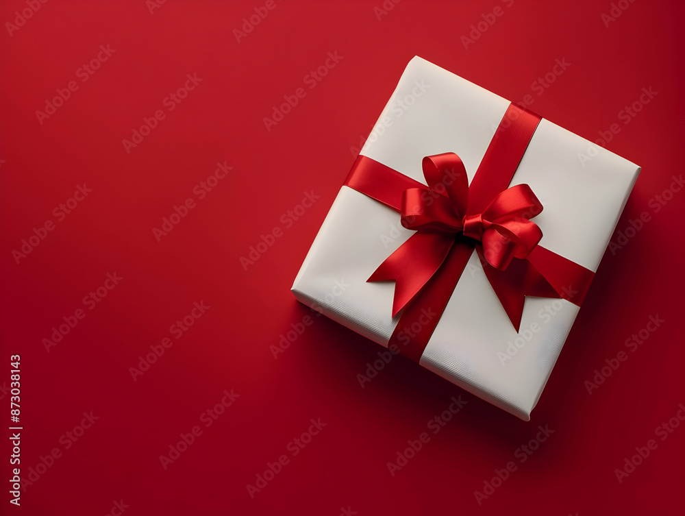 Gift box with ribbon, Holiday theme with decorative background, Elegant wrapped gift box for accessories Gift box with ribbon, Holiday theme with decorative background, Elegant wrapped gift box for accessories