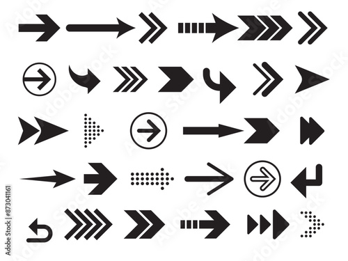 Arrow Clip art Set in Vector on White Background