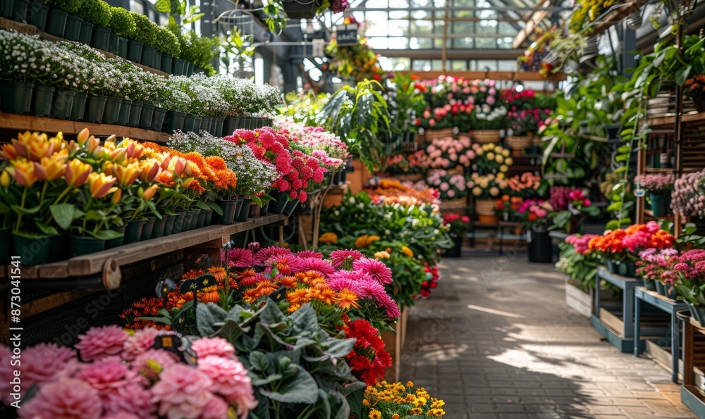 Fototapeta premium Flower Market. Lots of bouquets and different colours all filled with the scent of fresh flowers