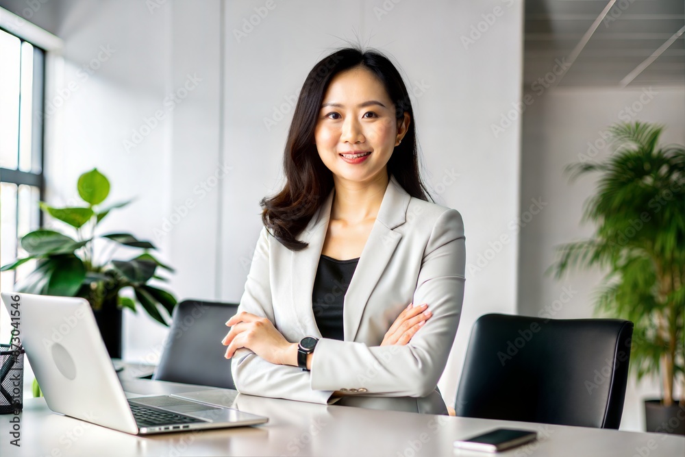 Confident Asian Female HR Manager in Modern Office Setting
Confident Asian Female HR Manager in Modern Office Setting