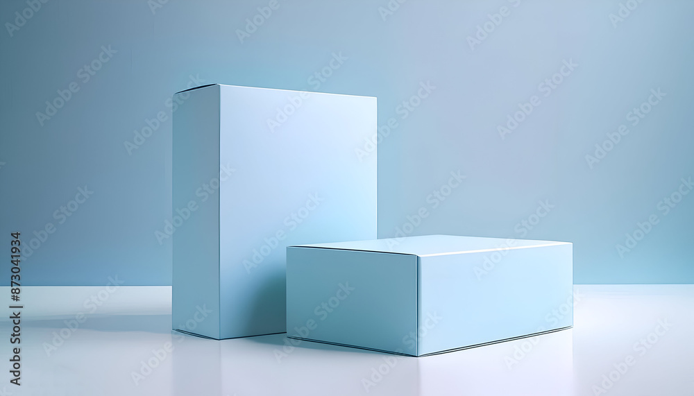 Two square boxes mock up. White gift boxes on white background. Front view. Two square boxes mock up. White gift boxes on white background. Front view.