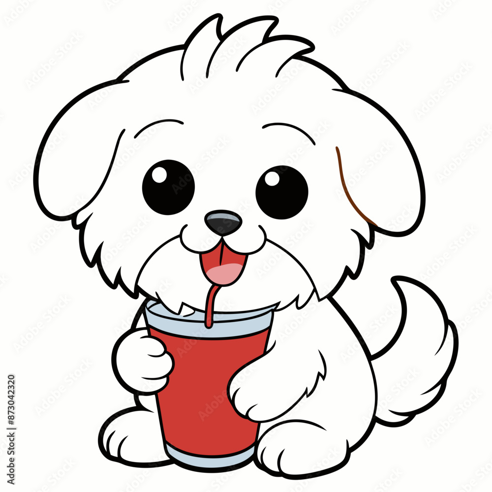 Obraz premium maltese dog drinking on white background