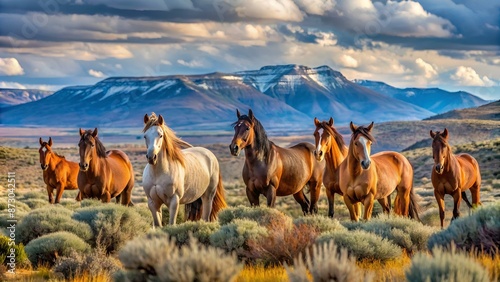 wild mustangs pilot butte Wyoming photo