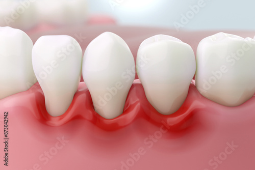 Gum disease and inflammation from Periodontitis. 3D rendering.