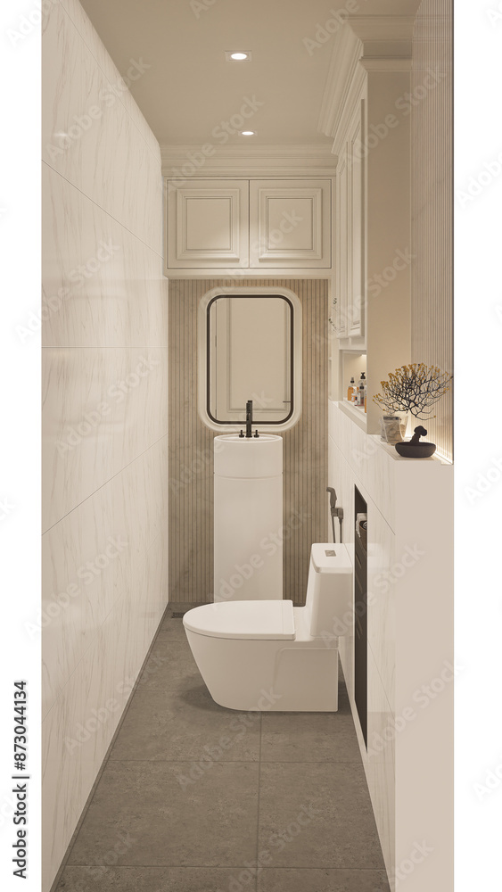 Obraz premium 3D Rendering modern bathroom full scene interior design. 