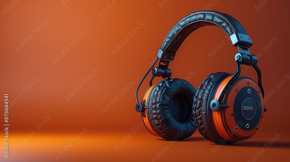 Naklejka premium headphones on a black