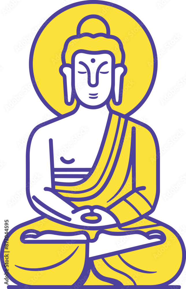 Vector Image of Buddhist Monk in Meditation