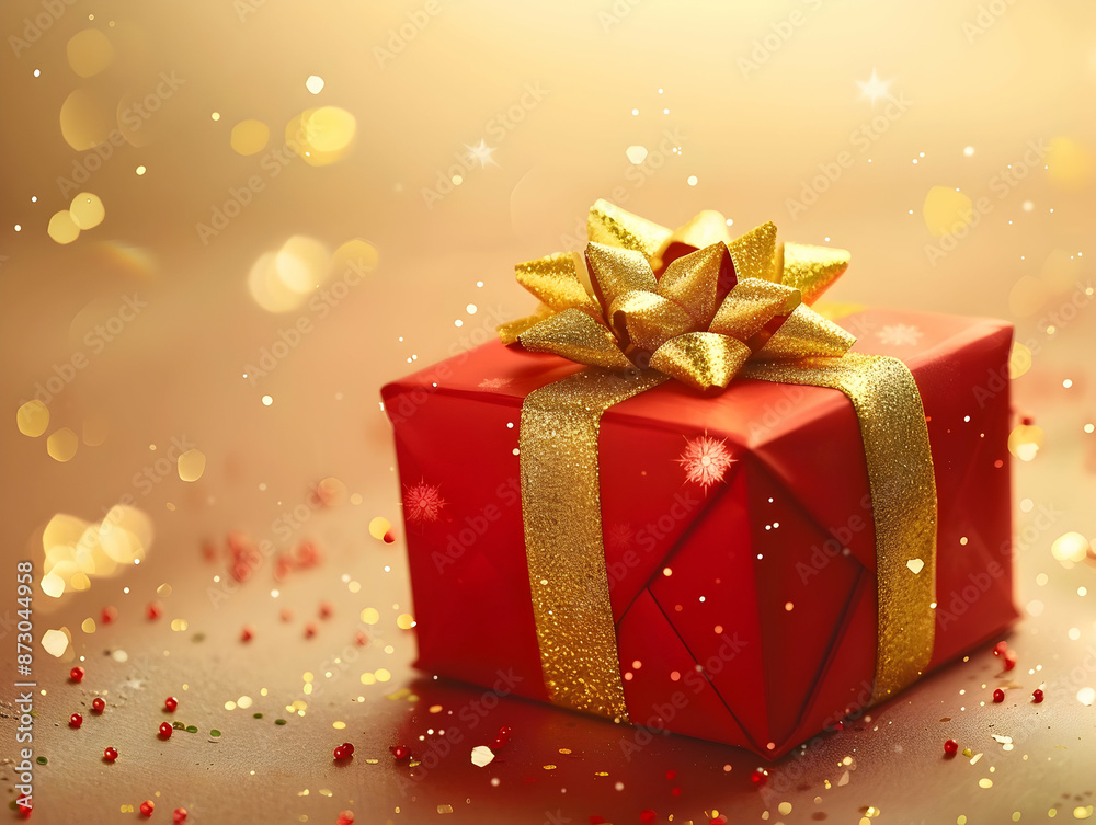 Gift box with ribbon, Holiday theme with decorative background, Elegant wrapped gift box for accessories Gift box with ribbon, Holiday theme with decorative background, Elegant wrapped gift box for accessories