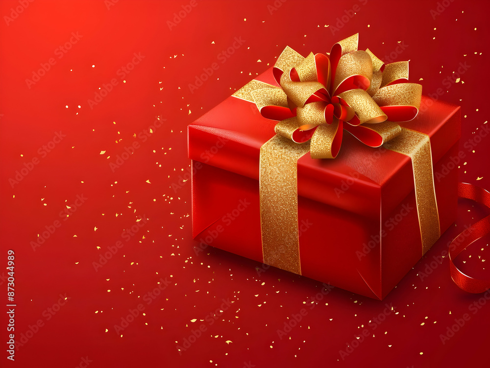 Gift box with ribbon, Holiday theme with decorative background, Elegant wrapped gift box for accessories