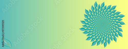 Abstract green organic background template with golden ratio elements. Geometric website header or banner design with leaves in a fibonacci pattern for sustainable business.