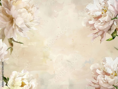 watercolo background with peonies flowers