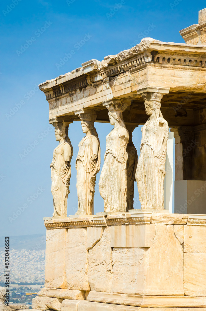 Panoramic view of Erechtheions in Acropolis, Athens, capital of Greece.