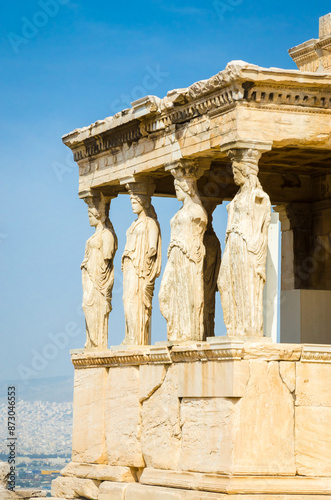 Obraz na płótnie Panoramic view of Erechtheions in Acropolis, Athens, capital of Greece. w salonie
