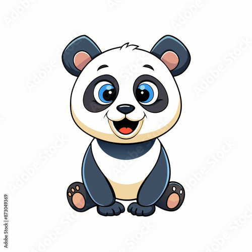 A happy pulling cute little panda vector illustration