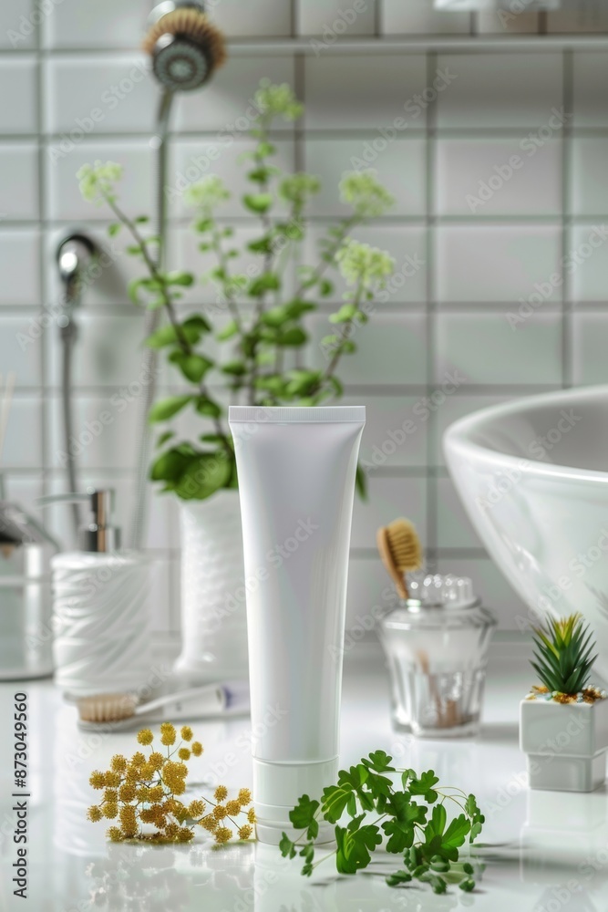 White Tube of Cream on a White Countertop White Tube of Cream on a White Countertop