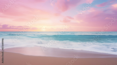 beautiful dawn over a sandy beach and ocean