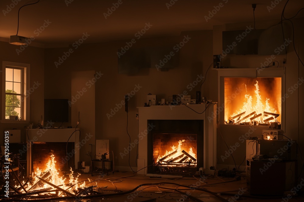 Electrical fire originating in a living room Electrical fire originating in a living room