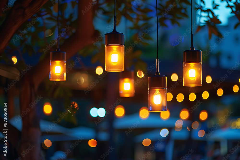 Modern LED lights in an open-air setting, providing bright and energy-efficient illumination, perfect for outdoor spaces and nighttime visibility. Modern LED lights in an open-air setting, providing bright and energy-efficient illumination, perfect for outdoor spaces and nighttime visibility.