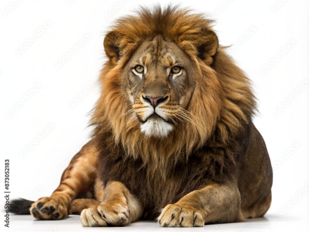Fototapeta premium Majestic lion isolated on white background