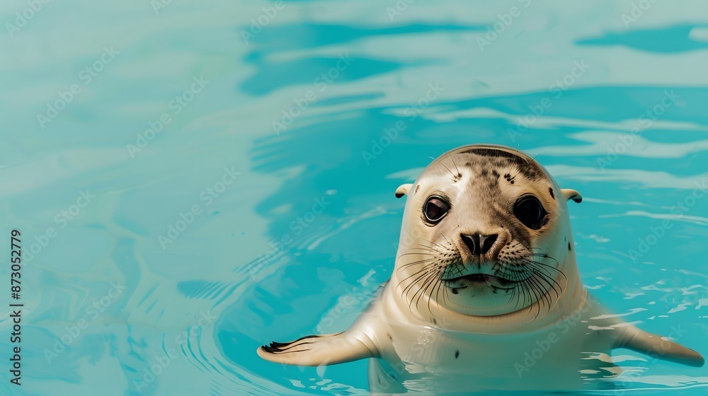 Fototapeta premium Curious Seal in Blue Water.