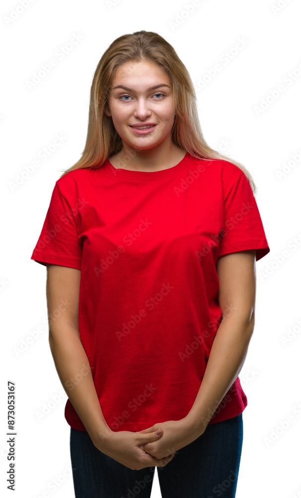 Fototapeta premium Young caucasian woman over isolated background with a happy and cool smile on face. Lucky person.