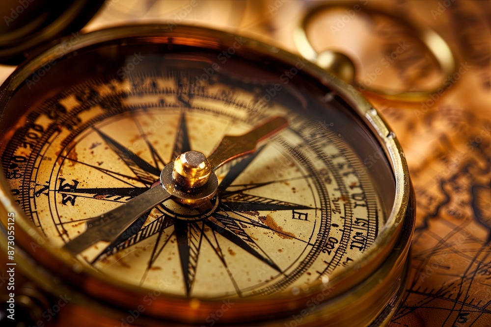 Closeup of a compass pointing to a direction Closeup of a compass pointing to a direction