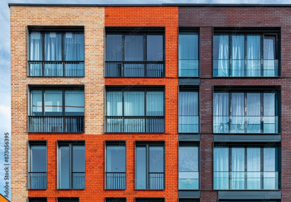 Building with a concrete and glass facade in modern architecture Building with a concrete and glass facade in modern architecture