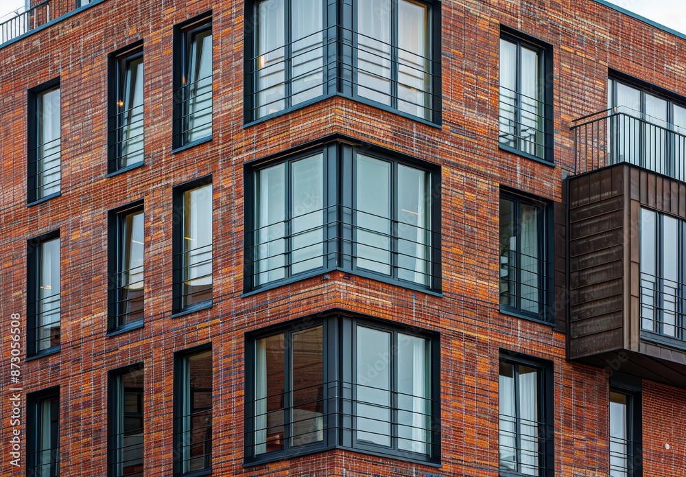 Facade of glass and concrete in a modern architecture building Facade of glass and concrete in a modern architecture building