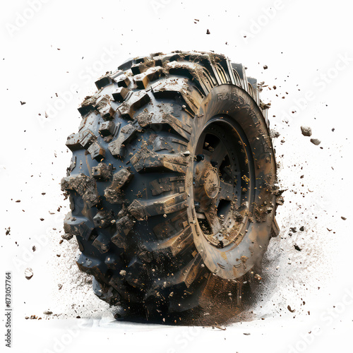 Dynamic Off-Road Tire in Action, Cut-Out, Isolated on Transparent Background