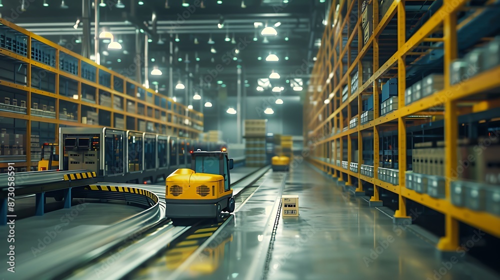 Large Warehouse Interior with Forklift Large Warehouse Interior with Forklift