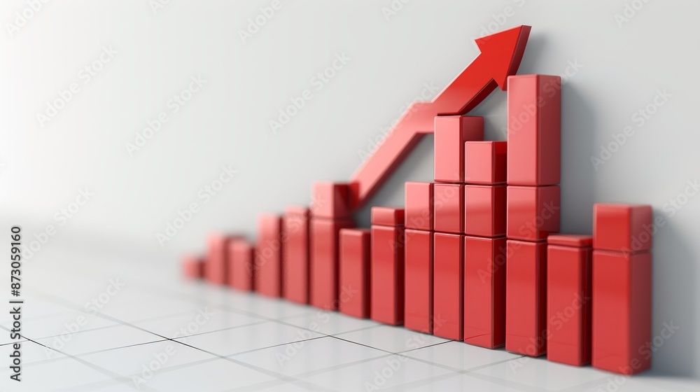 red arrow pointing upwards on a white background symbolizes growth and success in business, financial growth, income growth, profit growth and production growth red arrow pointing upwards on a white background symbolizes growth and success in business, financial growth, income growth, profit growth and production growth