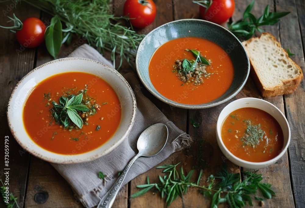Rustic Charm Meets Culinary Delight: Vegan Soups in Rustic Bowls