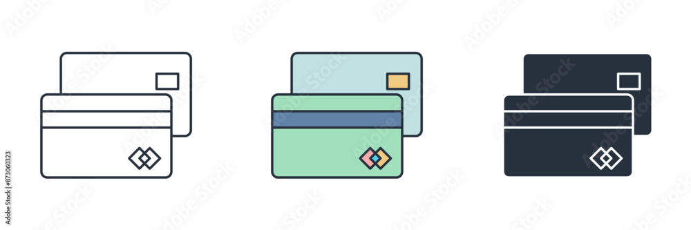 Credit Card Icon. Business Financial theme symbol vector illustration isolated on white background Credit Card Icon. Business Financial theme symbol vector illustration isolated on white background