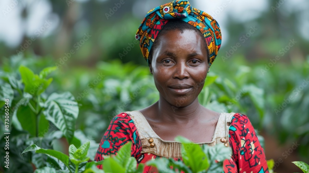 Fototapeta premium A farmer standing amidst lush green crops, symbolizing the contribution to economic growth and job creation in the agricultural sector.
