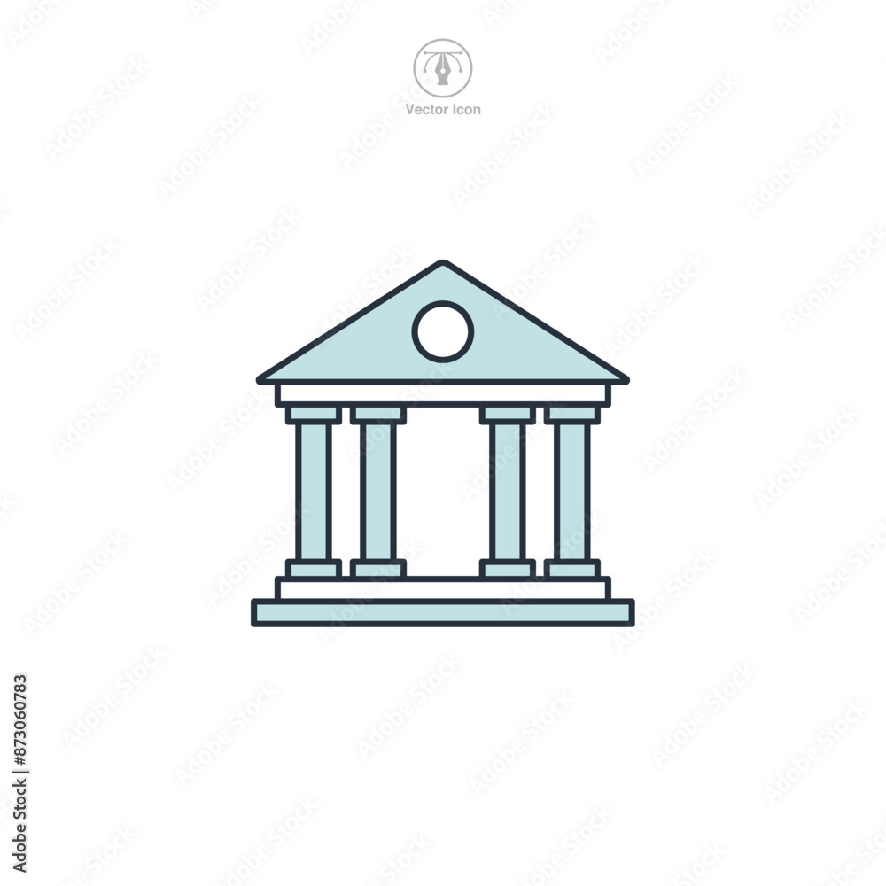 Bank building Icon. Business Financial theme symbol vector illustration isolated on white background Bank building Icon. Business Financial theme symbol vector illustration isolated on white background