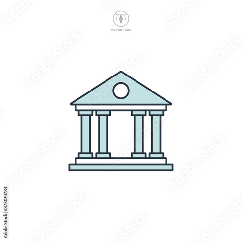 Bank building Icon. Business Financial theme symbol vector illustration isolated on white background