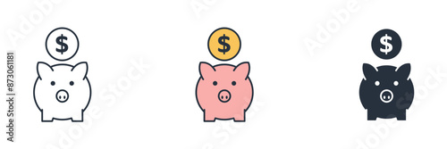 Piggy Bank Icon. Business Financial theme symbol vector illustration isolated on white background
