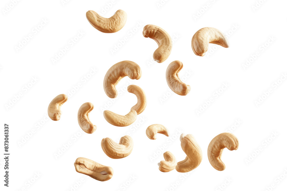 Cashews descendings isolated on transparent background Cashews descendings isolated on transparent background
