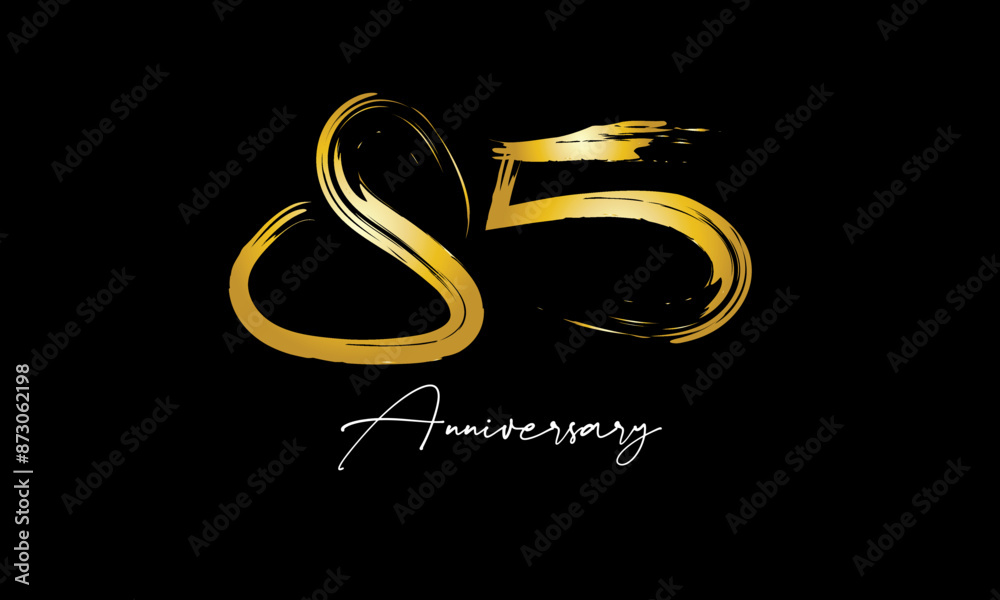 Number 85 Anniversary Handwriting Gold Abstract Logo Number 85 Anniversary Handwriting Gold Abstract Logo