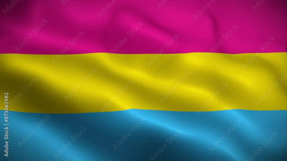 LGBT Pansexuality flag waving animation, perfect loop, 4K video background, official colors LGBT Pansexuality flag waving animation, perfect loop, 4K video background, official colors