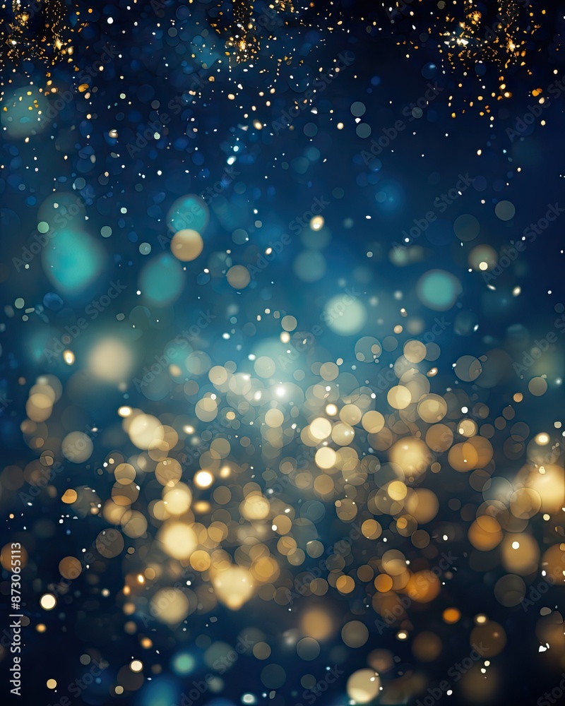 Dark blue and gold particle abstract Christmas background holiday concept Dark blue and gold particle abstract Christmas background holiday concept