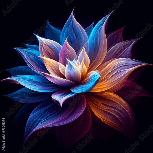  A Vibrant Glowing Flower in the Dark background.