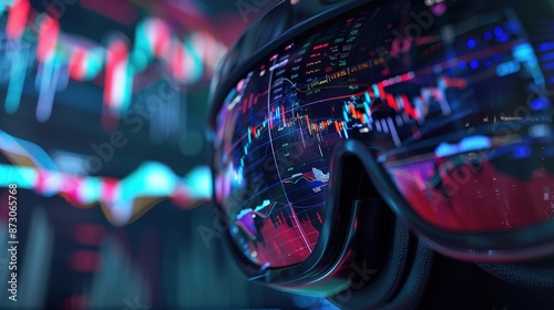 Futuristic Virtual Reality Headset with Stock Market Visualization Software for Immersive Trading Experiences © KKC Studio