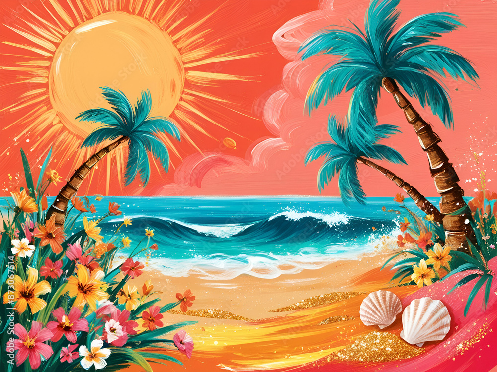 Fototapeta premium vibrant tropical illustration