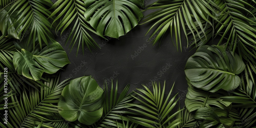 Create stunning visuals with a palm foliage design adorned with lush, tropical leaves, ideal for summer themes and nature-inspired projects. Create stunning visuals with a palm foliage design adorned with lush, tropical leaves, ideal for summer themes and nature-inspired projects.