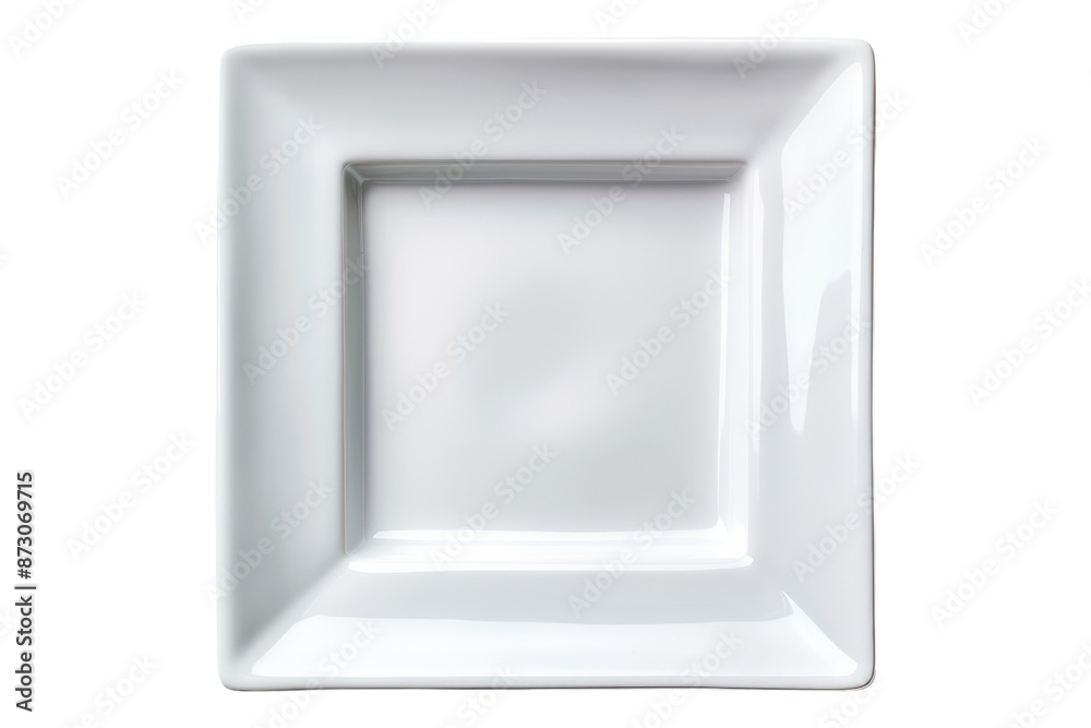 empty white square plate isolated on transparent background empty white square plate isolated on transparent background