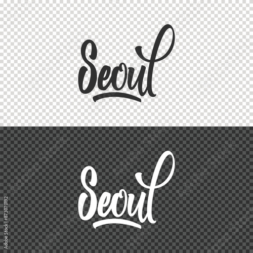 seoul lettering clipart element design