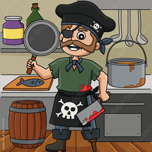 Pirate Cook Colored Cartoon Illustration photo